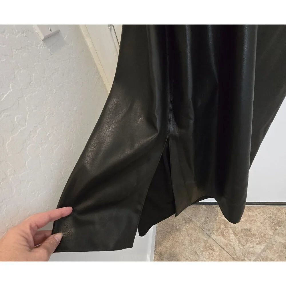 Sachin & Babi Holiday Party Diana Black Faux Leather Sleeveless Dress Size 14 - Picture 9 of 16